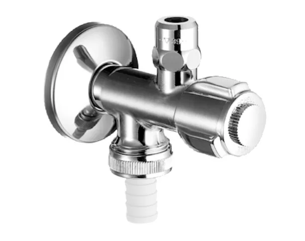 Doppelanschluss-Eckventil COMFORT, RFV, 2x G 3/8 AG, Schlauchverschraubung Ø 14,5 mm (DN 20 G 3/4 AG), DN 10 G 3/8 AG, chrom