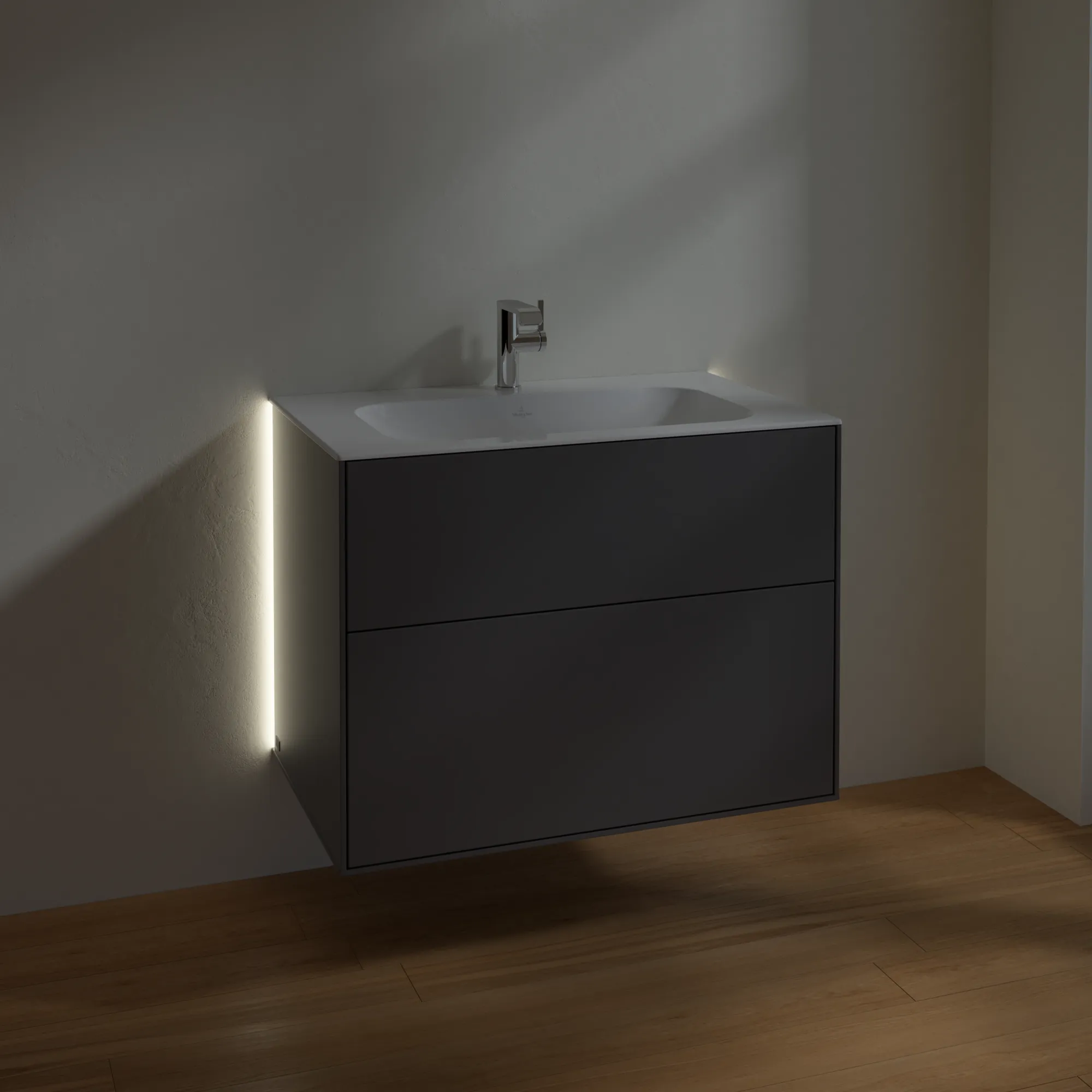 Villeroy & Boch Waschbeckenunterschrank Finion G01, Anthracite Matt Lacquer, 796x591x498mm, mit Beleuchtung und Push-to-open Funktion