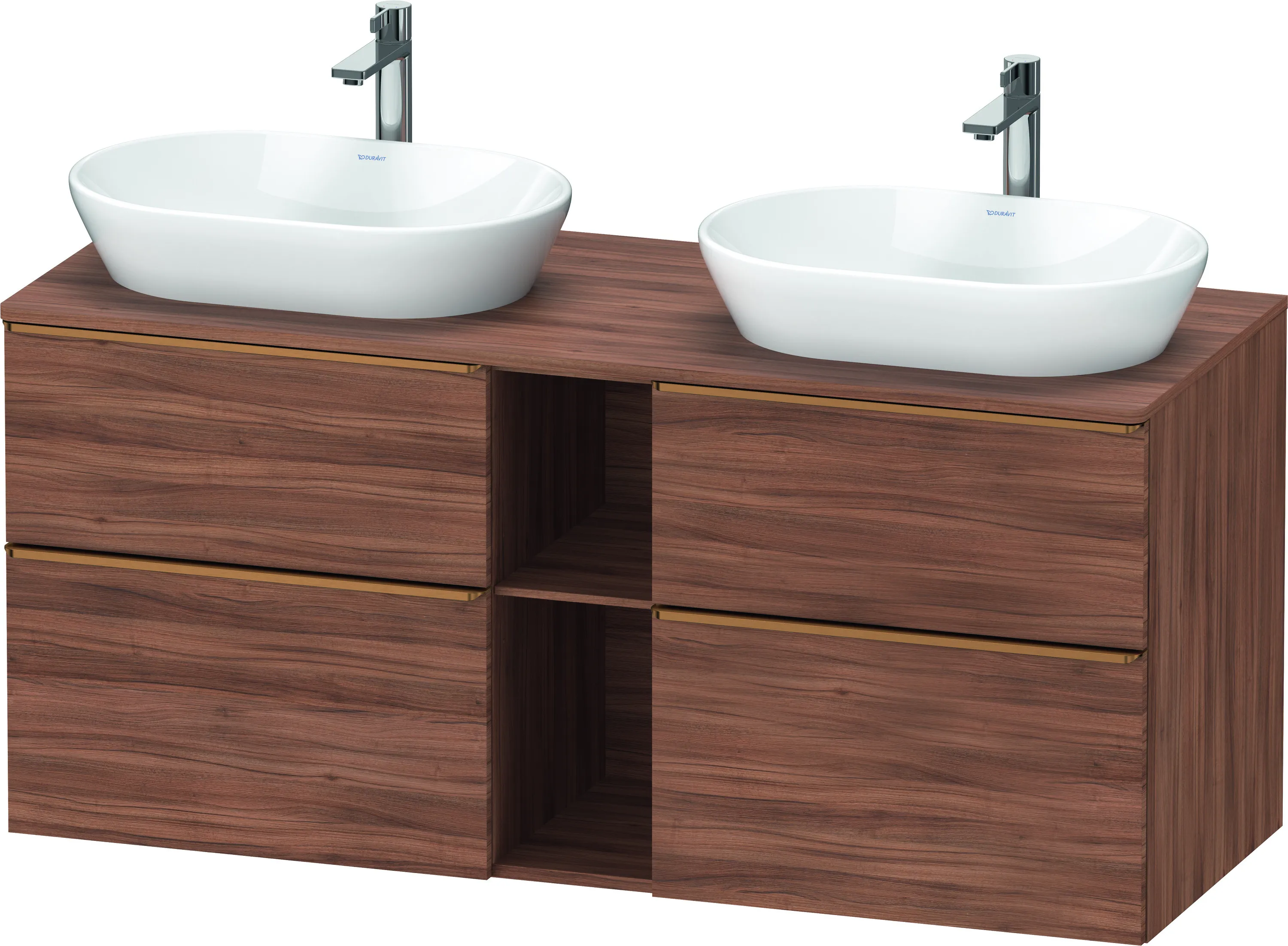 Duravit Waschtischunterschrank wandhängend „D-Neo“ 140 × 66,4 × 55 cm Nussbaum Natur