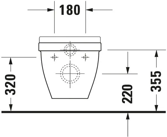 Wand-Flachspül-WC „Starck 3“ 36,5 × 35,5 × 54 cm, Befestigung sichtbar, mit Spülrand