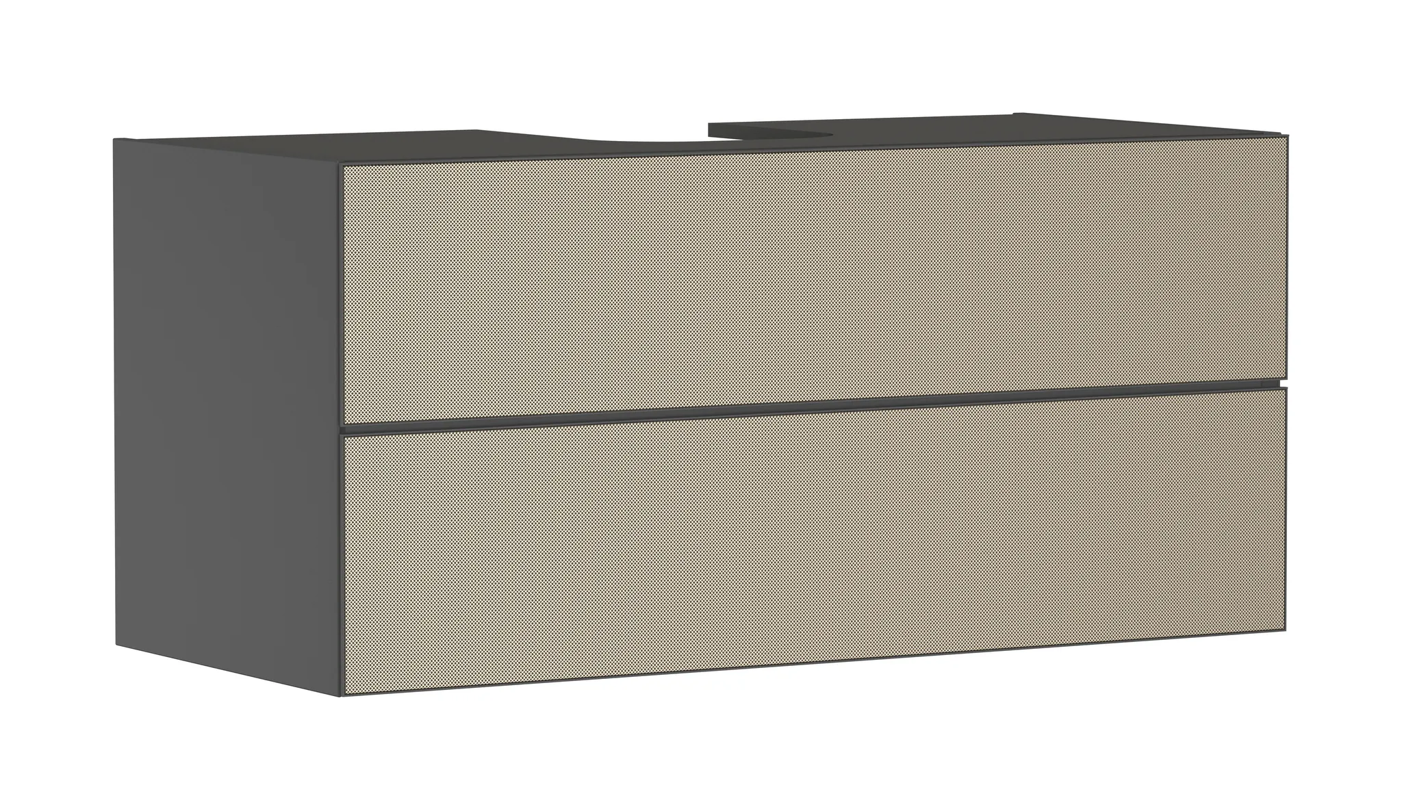 Xevolos E Waschtischunterschrank Schiefergrau Matt 1180/550 mit 2 Schubkästen für Konsolen mit Aufsatzwaschtisch geschliffen Bronze Struktur