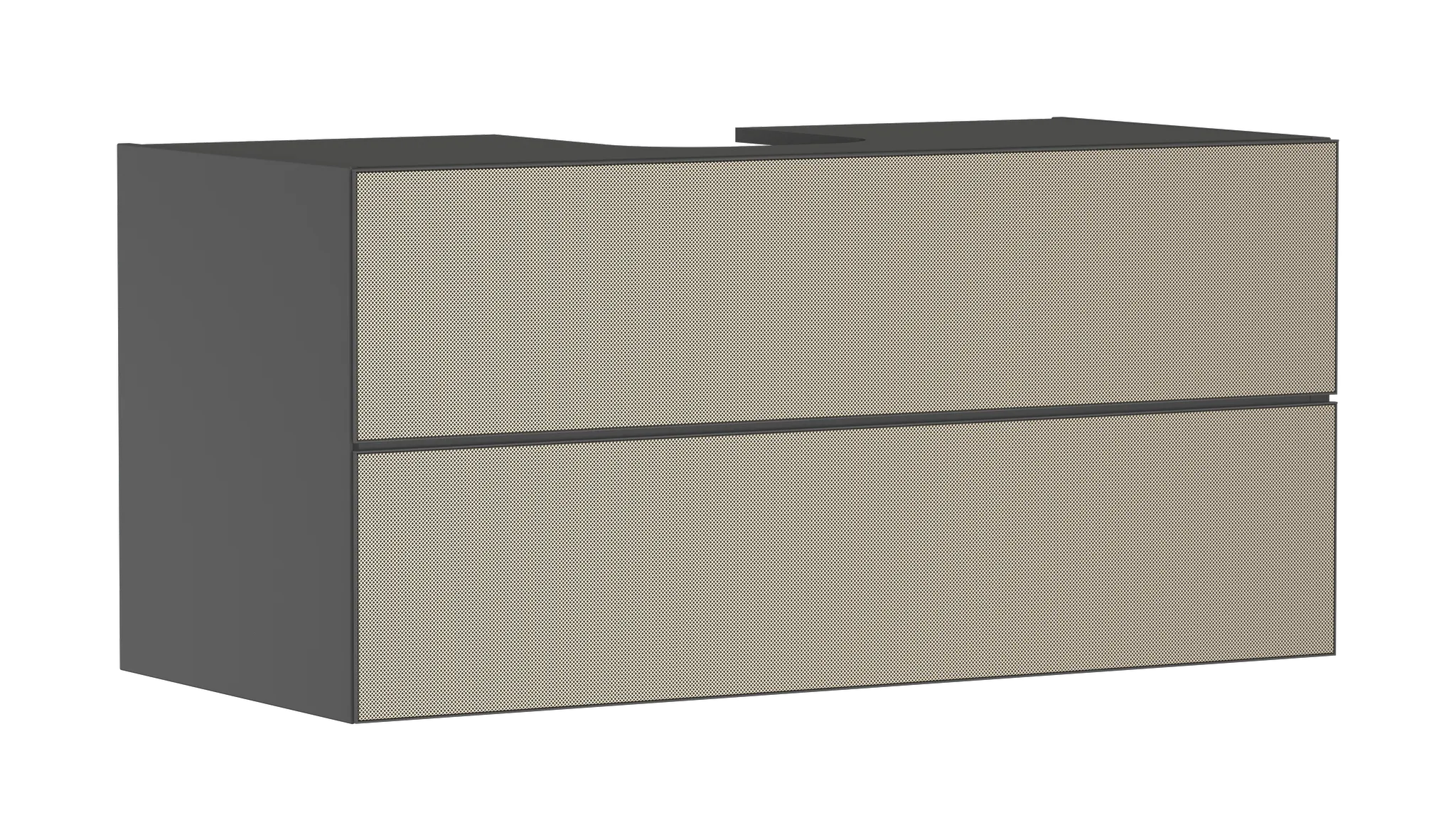Xevolos E Waschtischunterschrank Schiefergrau Matt 1180/550 mit 2 Schubkästen für Konsolen mit Aufsatzwaschtisch geschliffen Bronze Struktur Xevolos E Waschtischunterschrank Schiefergrau Matt 1180/550 mit 2 Schubkästen für Konsolen mit Aufsatzwaschtisch geschliffen Bronze Struktur
