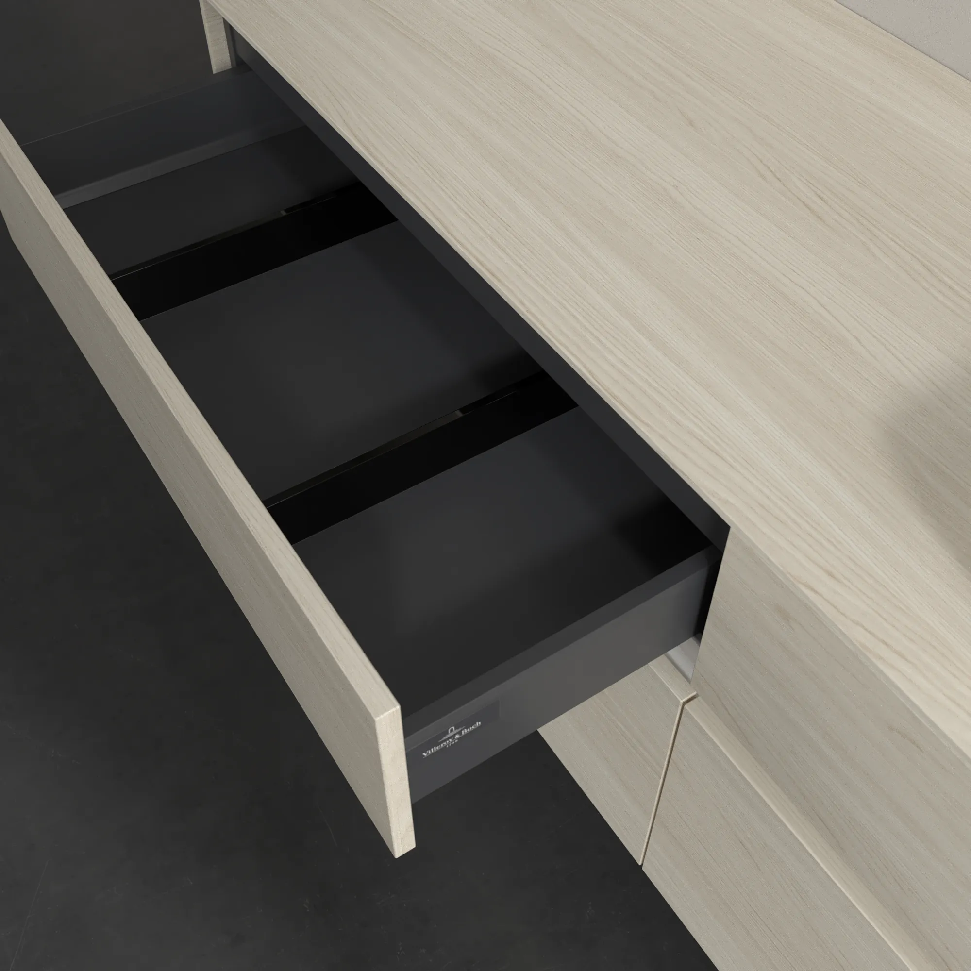 Villeroy & Boch Waschtischunterschrank „Collaro“ 1600 × 548 × 500 mm White Oak, ohne Beleuchtung, für Becken rechts Villeroy & Boch Waschtischunterschrank „Collaro“ 1600 × 548 × 500 mm White Oak, ohne Beleuchtung, für Becken rechts