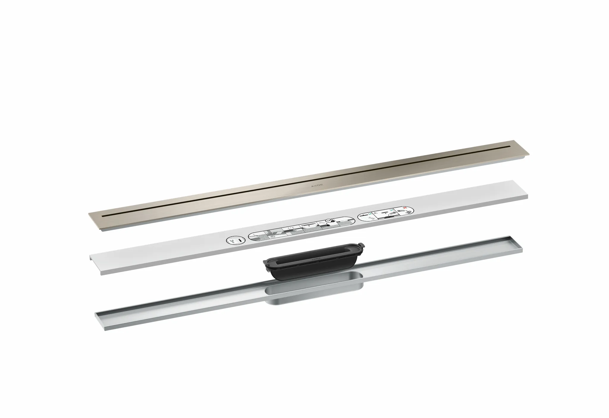 Hansgrohe AXOR Drain Fertigset Duschrinne 900 mm Brushed Nickel Hansgrohe AXOR Drain Fertigset Duschrinne 900 mm Brushed Nickel