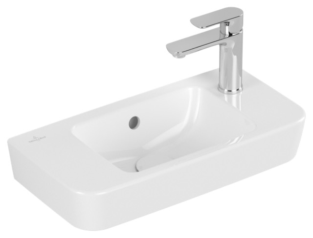 Handwaschbecken Compact „O.novo“, mit Überlauf, mittig, mit Hahnlochbohrung 50 × 25 cm 
