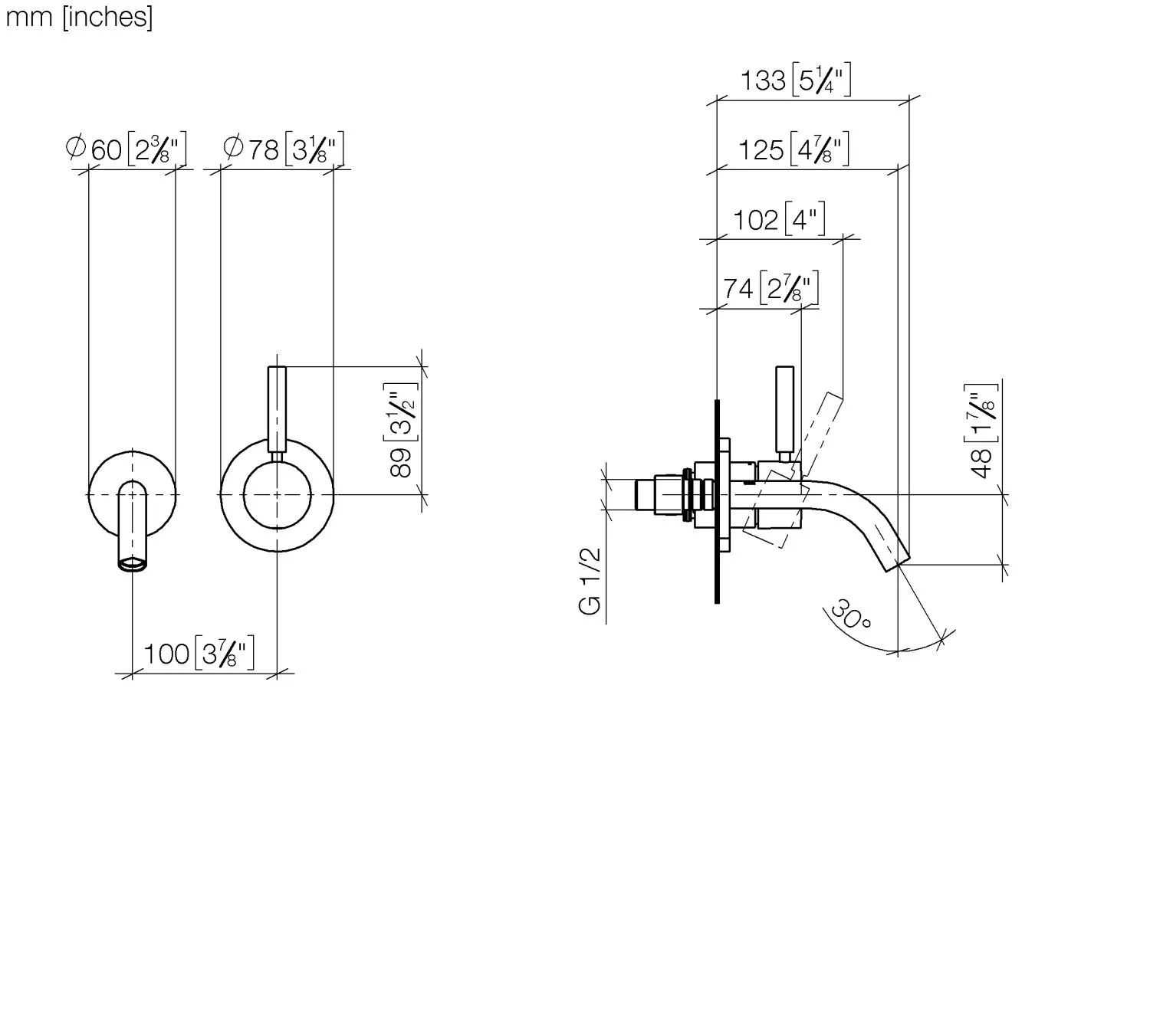 Waschtisch-Wand-Einhandbatterie ohne Ablaufgarnitur META Chrom 36867660