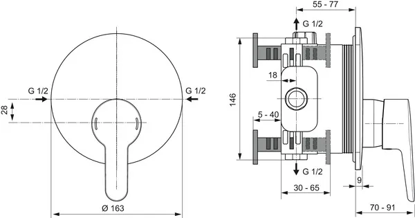 Brausearmatur Unterputz Ceraplus Bausatz 2 Rosette Durchmesser:163mm Chrom Brausearmatur Unterputz Ceraplus Bausatz 2 Rosette Durchmesser:163mm Chrom