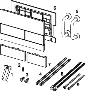 square Betätigungsplatte Zweimengen Glas weiß glänzend, Tasten weiß glänzend square Betätigungsplatte Zweimengen Glas weiß glänzend, Tasten weiß glänzend