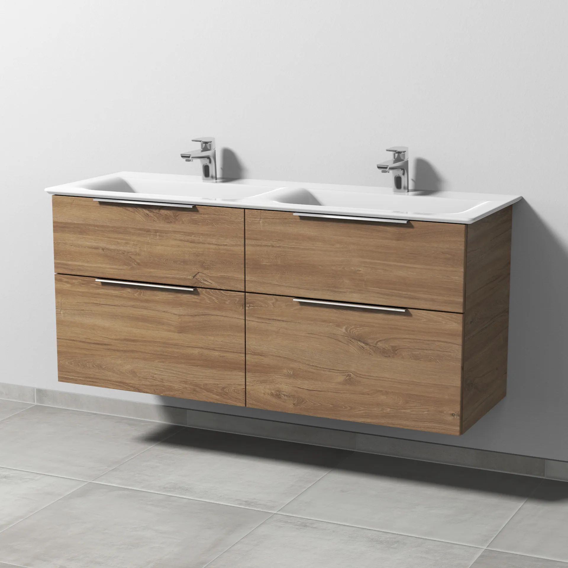 Sanipa Waschtischunterschrank „3way“ passend zu Keramik-Waschtische Connect Air von Ideal Standard 1290 × 585 × 437 mm in Eiche Kansas, mit
