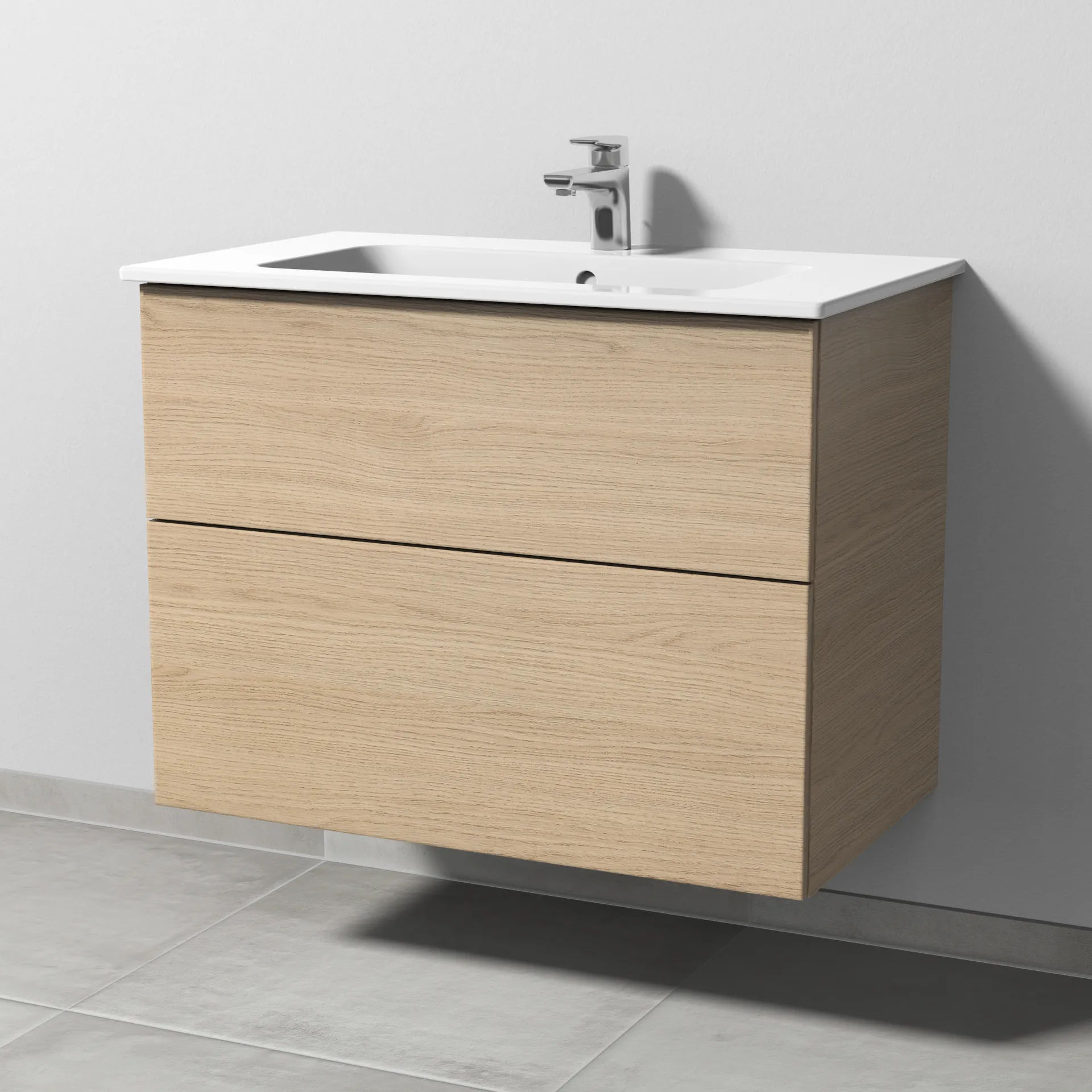 Sanipa Waschtischunterschrank „3way“ passend zu Keramik-Waschtische ME by Starck von Duravit 800 × 613 × 467 mm in Eiche Nordic