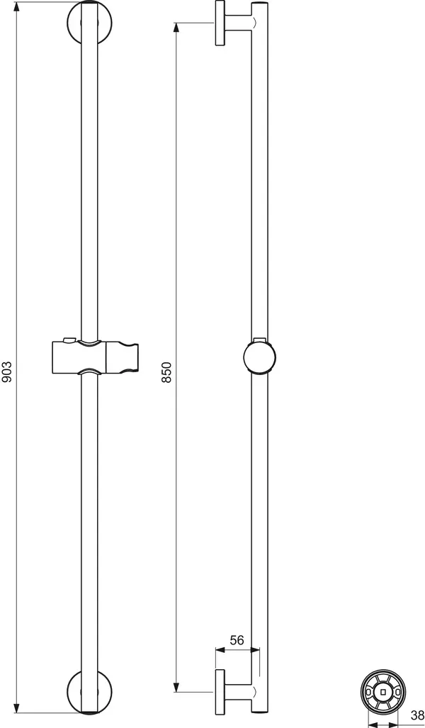 Brausestange Idealrain 900mm mit Druckknopf-Schieber schwenkbar Chrom Brausestange Idealrain 900mm mit Druckknopf-Schieber schwenkbar Chrom
