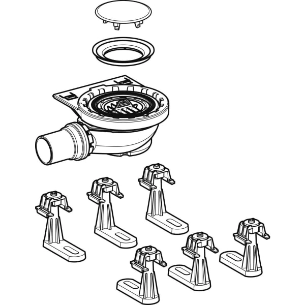 Duschwannenablauf mit sechs Füßen, für Setaplano Duschfläche, Sperrwasserhöhe 50 mm
