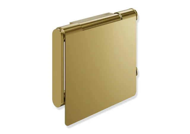 HEWI WC-Papierhalter mit Deckel, System 900, PVD gold gebürstet, Edelstahl, 135 mm breit, 110 mm hoch
