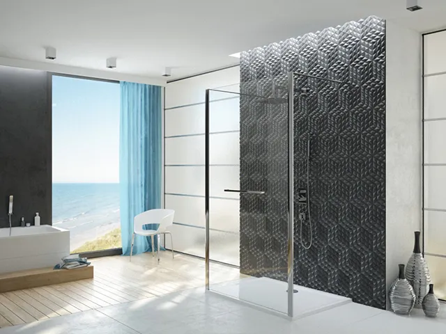 Hoesch Muna Duschabtrennung Vorwand 1500 Everclean, Haltestange eloxal silber Hoesch Muna Duschabtrennung Vorwand 1500 Everclean, Haltestange eloxal silber