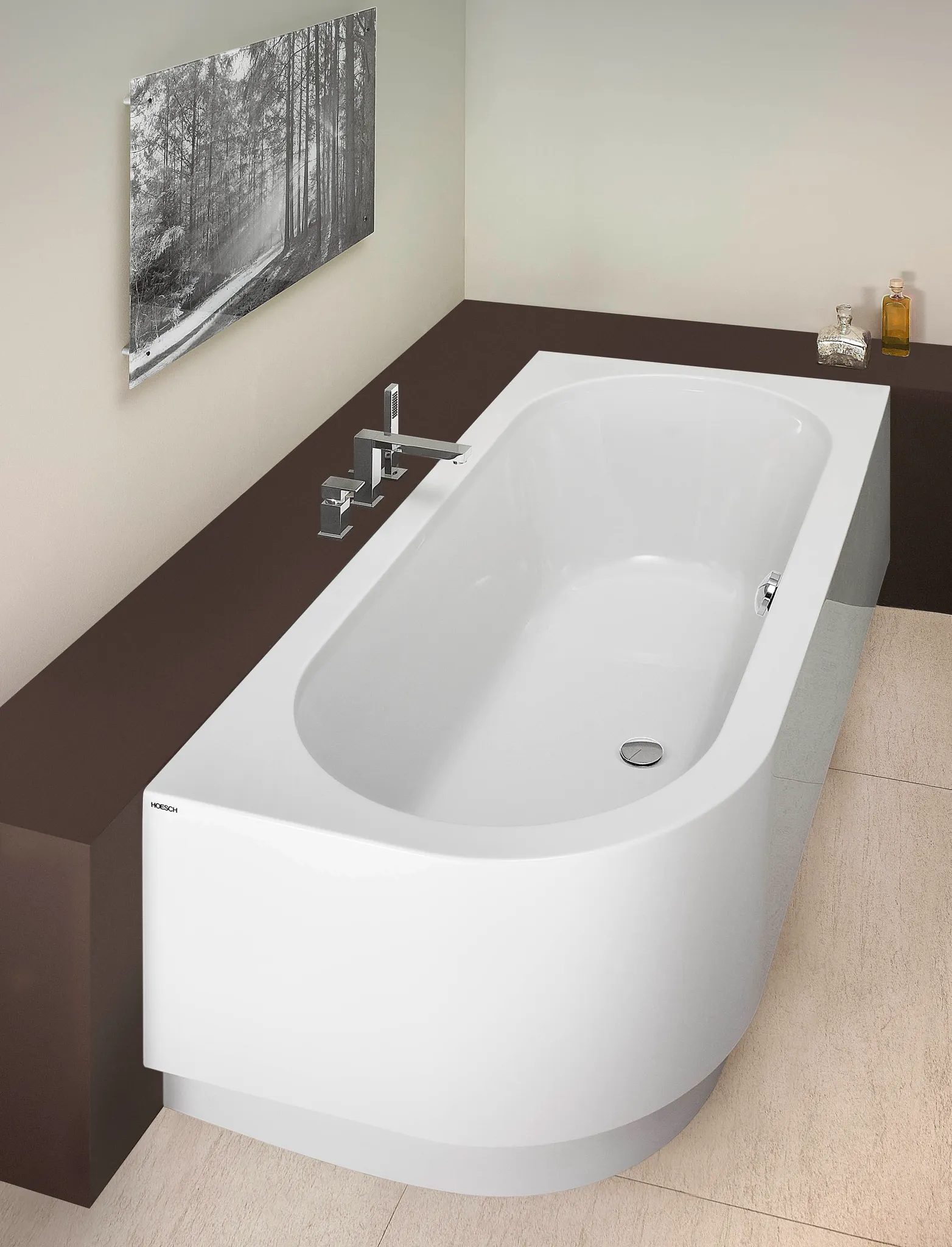 Hoesch Badewanne „Happy D.“ eck, asymmetrisch 180 × 80 cm, rechts, ohne Schürze in Weiß Hoesch Badewanne „Happy D.“ eck, asymmetrisch 180 × 80 cm, rechts, ohne Schürze in Weiß