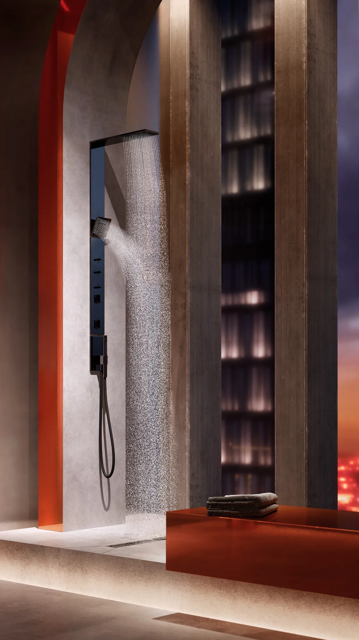 AXOR ShowerComposition Duschpaneel mit Thermostat, Kopfbrause 110/220 1jet und Schulterbrause Chrom