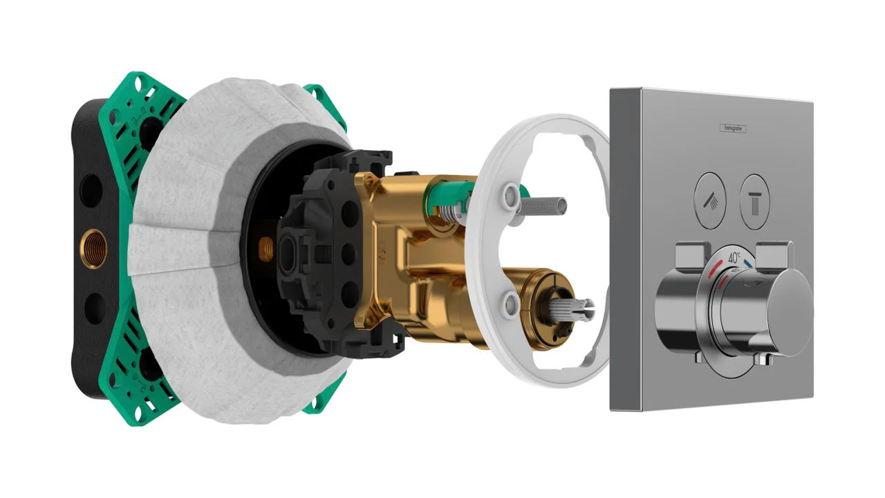Hansgrohe Adapterplatte für iBox universal 2 – Kompatibel mit Kopfbrausen, Brausen-, Wannen- und Thermostat-Fertigsets Unterputz
