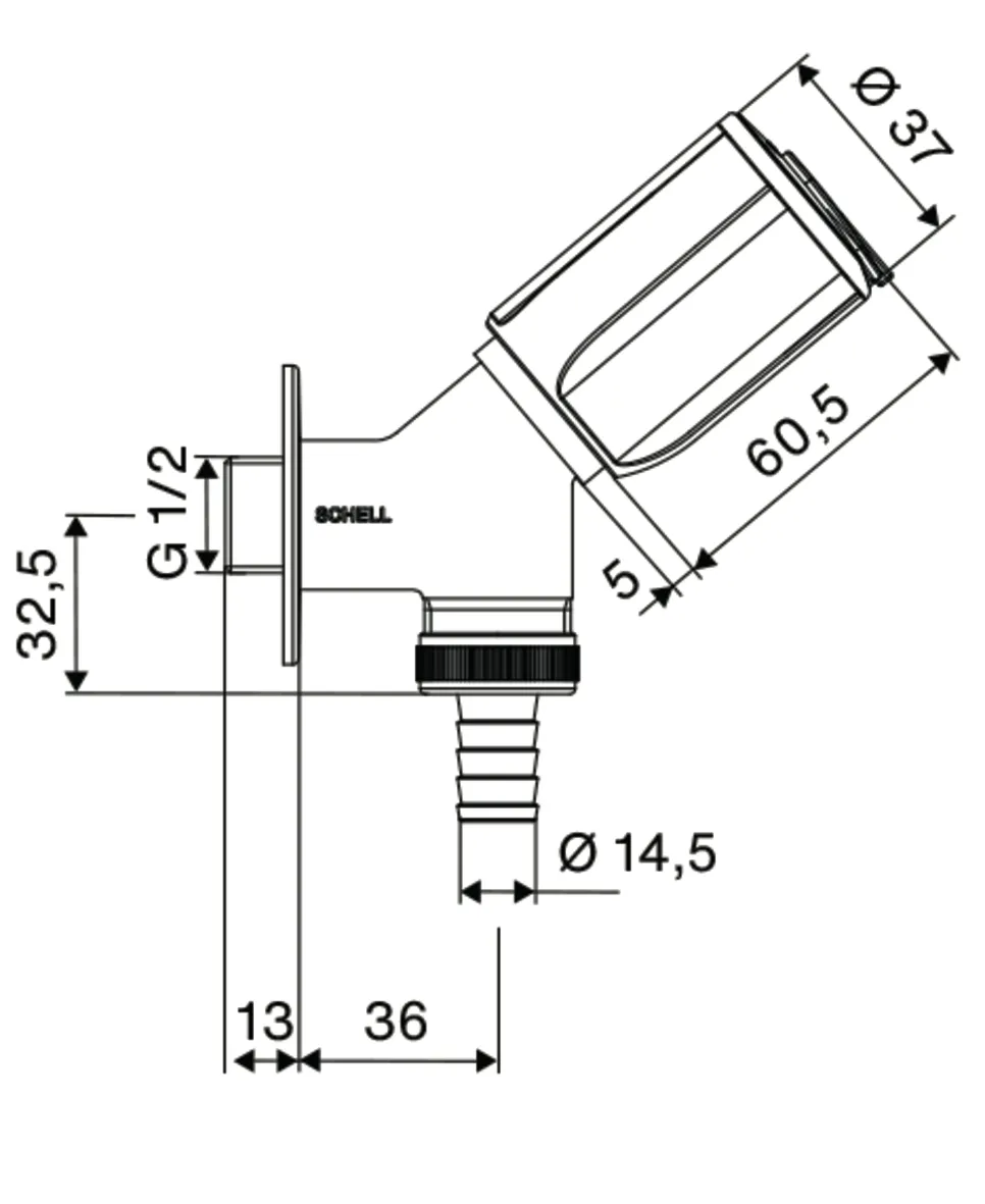 Geräteschrägsitzventil SECUR, RFV, abschließbar, DN 15 G 1/2 AG, Schlauchverschraubung Ø 14,5 mm (DN 20 G 3/4 AG), chrom Geräteschrägsitzventil SECUR, RFV, abschließbar, DN 15 G 1/2 AG, Schlauchverschraubung Ø 14,5 mm (DN 20 G 3/4 AG), chrom
