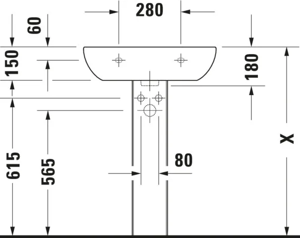 Wandwaschtisch „D-Code“, mit Überlauf 60 × 46 cm Wandwaschtisch „D-Code“, mit Überlauf 60 × 46 cm