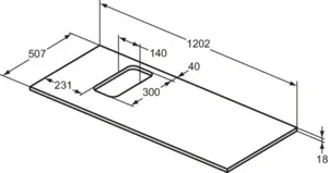 Waschtischplatte i.life B Ausschnitt links für ein Wand-Waschtisch 1202x507x18mm Weiß matt Waschtischplatte i.life B Ausschnitt links für ein Wand-Waschtisch 1202x507x18mm Weiß matt