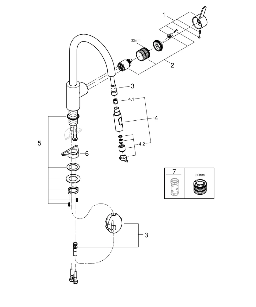Einhand-Spültischbatterie Eurosmart Cosmopolitan 31481_1, hoher Auslauf, Einlochmontage, herausziehbare Dual Spülbrause, getrennte innenliegende Wasserwege – kein Kontakt mit Blei oder Nickel, chrom