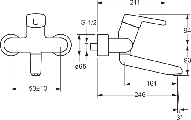 Einhand-Waschtischarmatur „Medipro“ Ausladung 246 mm in Chrom Einhand-Waschtischarmatur „Medipro“ Ausladung 246 mm in Chrom