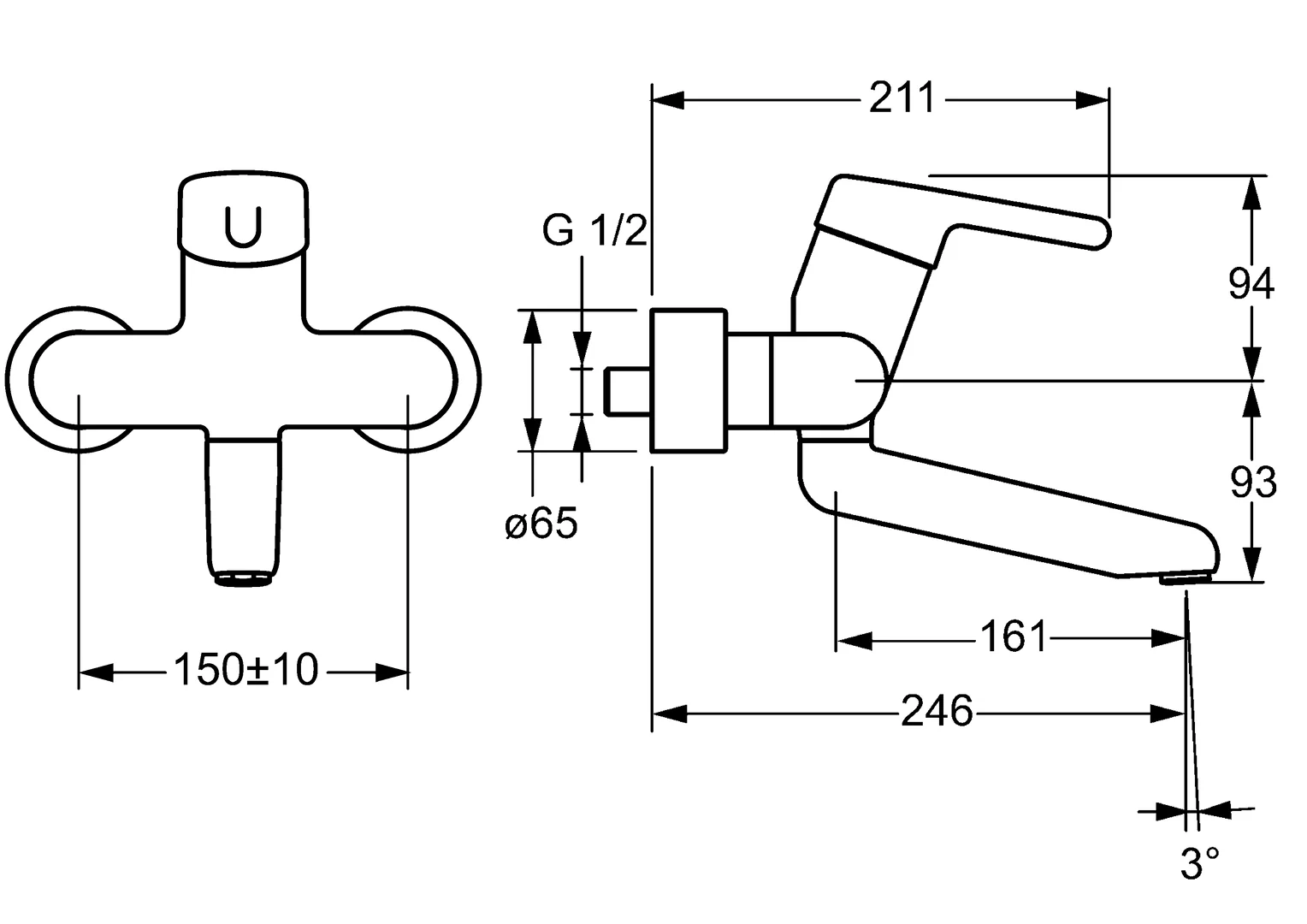 HansaMEDIPRO Einhebelmischer Waschtischbatterie HansaMEDIPRO 0255 Ausladung 246 mm DN15 Chrom