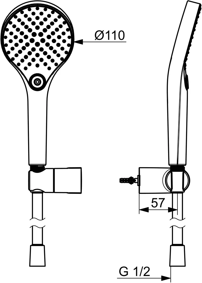 HansaVIVA Handbrausegarnitur HansaVIVA 4417 Chrom, Wandmontage, 3-strahlig