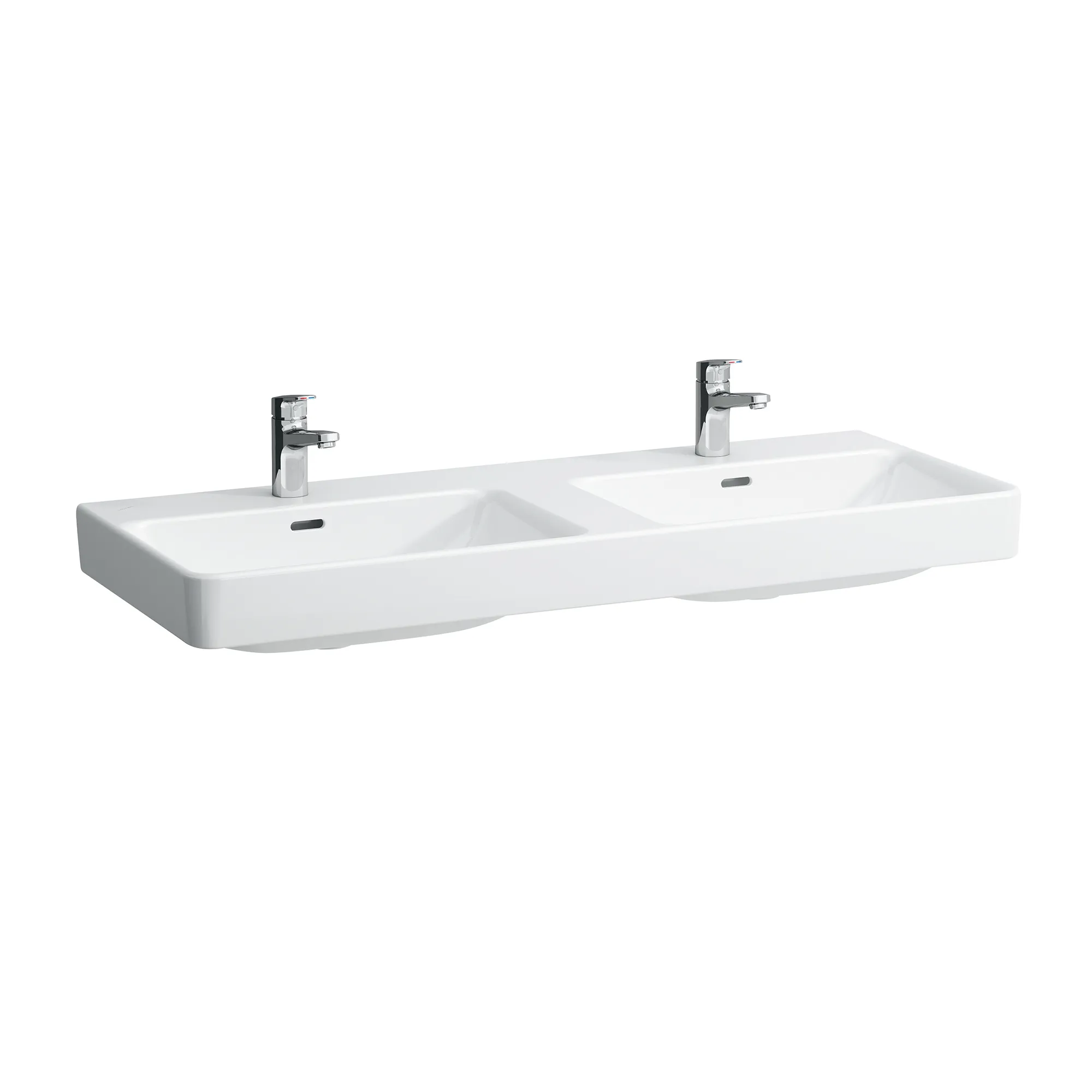 Doppelwaschtisch PRO S 465x1200x175 1 Hahnloch je Becken mit Überlauf weiß Doppelwaschtisch PRO S 465x1200x175 1 Hahnloch je Becken mit Überlauf weiß