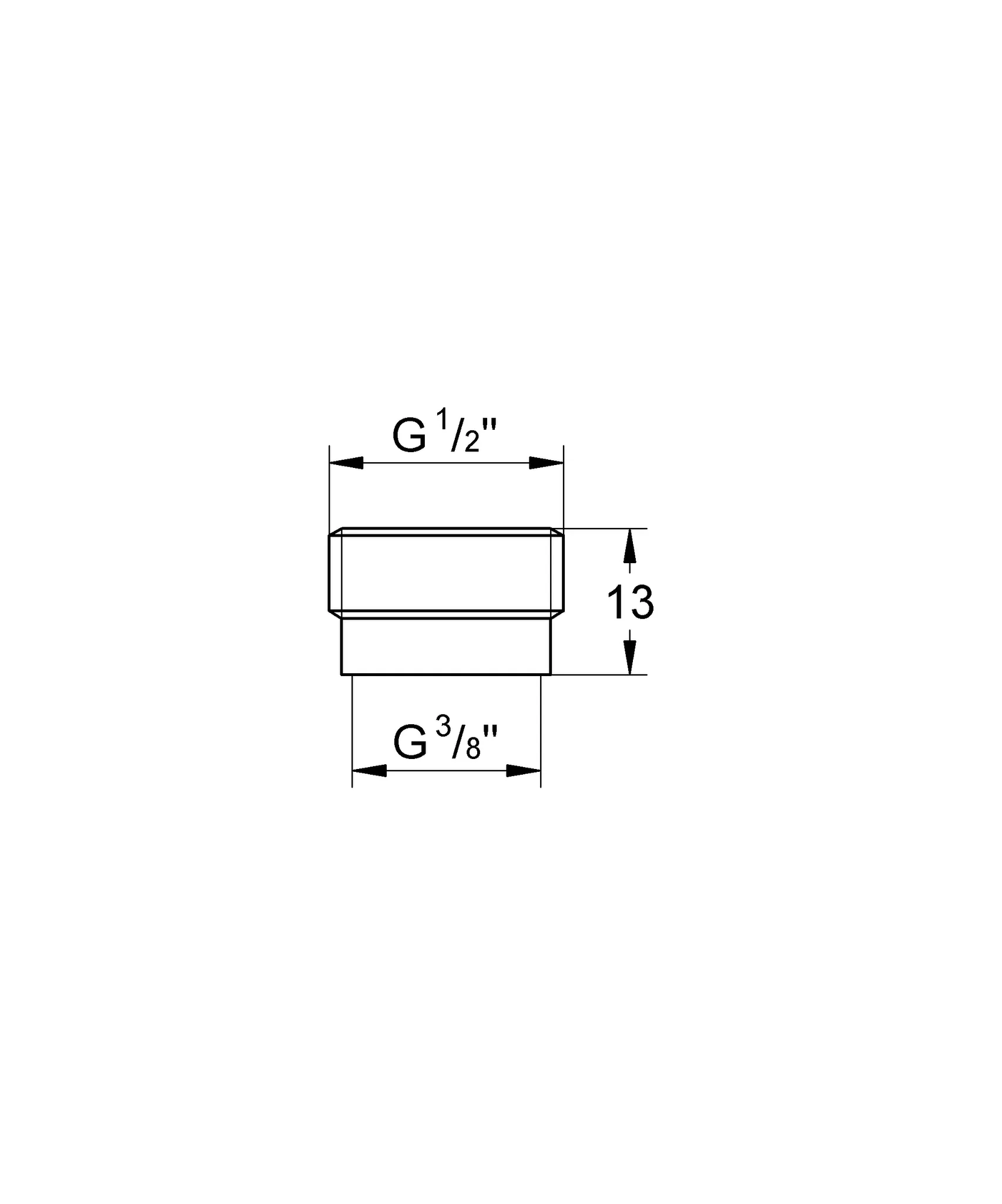 Adapter 12945, 1/2'' x 3/8'' Adapter 12945, 1/2'' x 3/8''