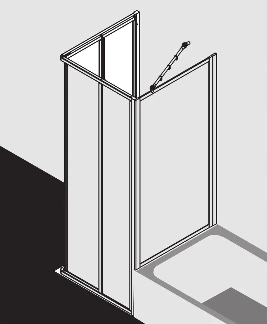 Kermi Duschtür Eckeinstieg 2-teilig (Falttür) Halbteil „NOVA 2000“ Glas Kerolan Fontana, Profile Silber Mattglanz, BV: 970 - 992 mm WE: 980 - 1002 mm H: 2000 mm