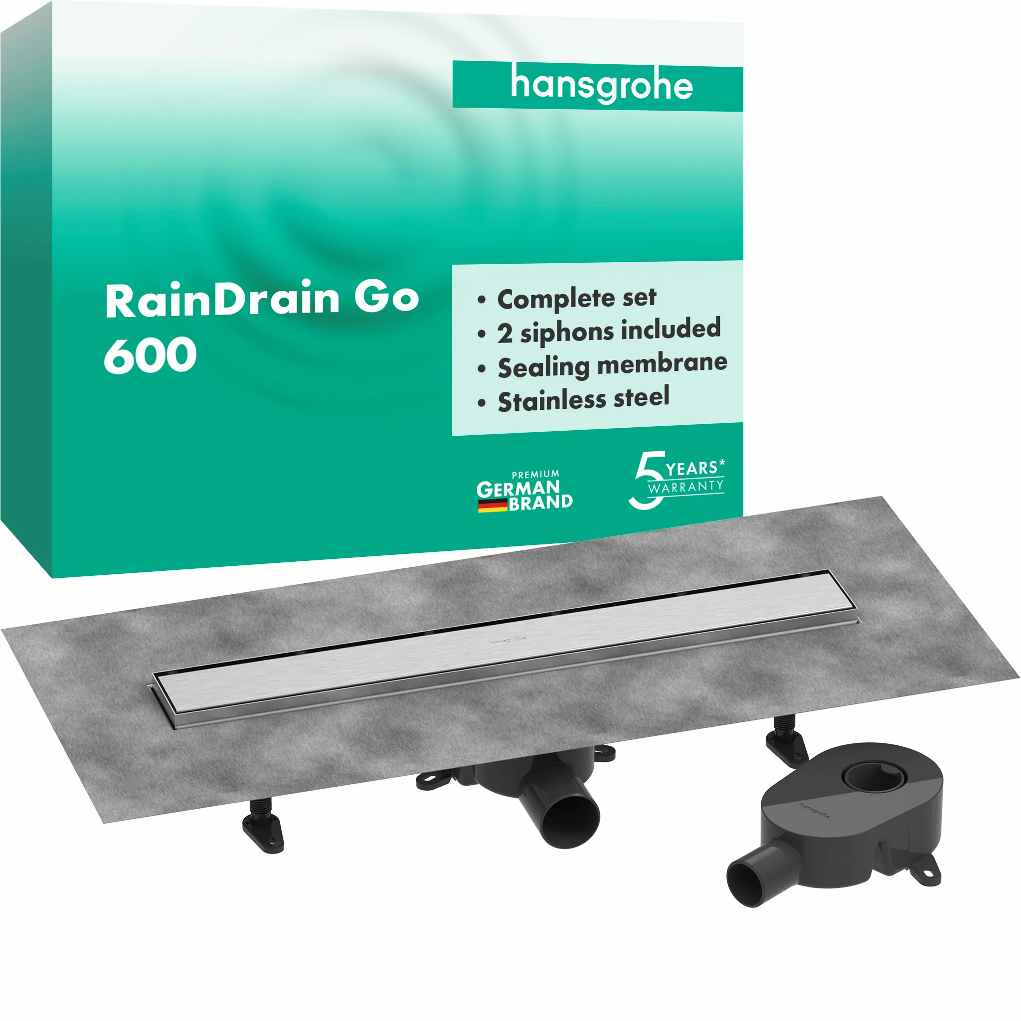 Hansgrohe Duschrinne „RainDrain Go“ in Edelstahl Hansgrohe Duschrinne „RainDrain Go“ in Edelstahl