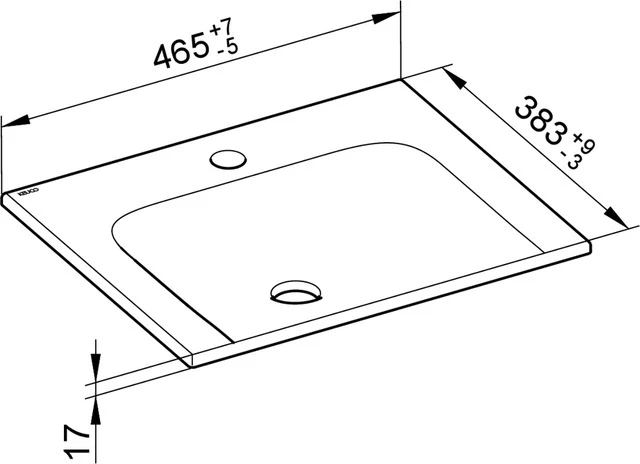 KEUCO X-LINE Keramik-Waschtisch mit 1-Loch Bohrung 465x17x383mm weiß KEUCO X-LINE Keramik-Waschtisch mit 1-Loch Bohrung 465x17x383mm weiß