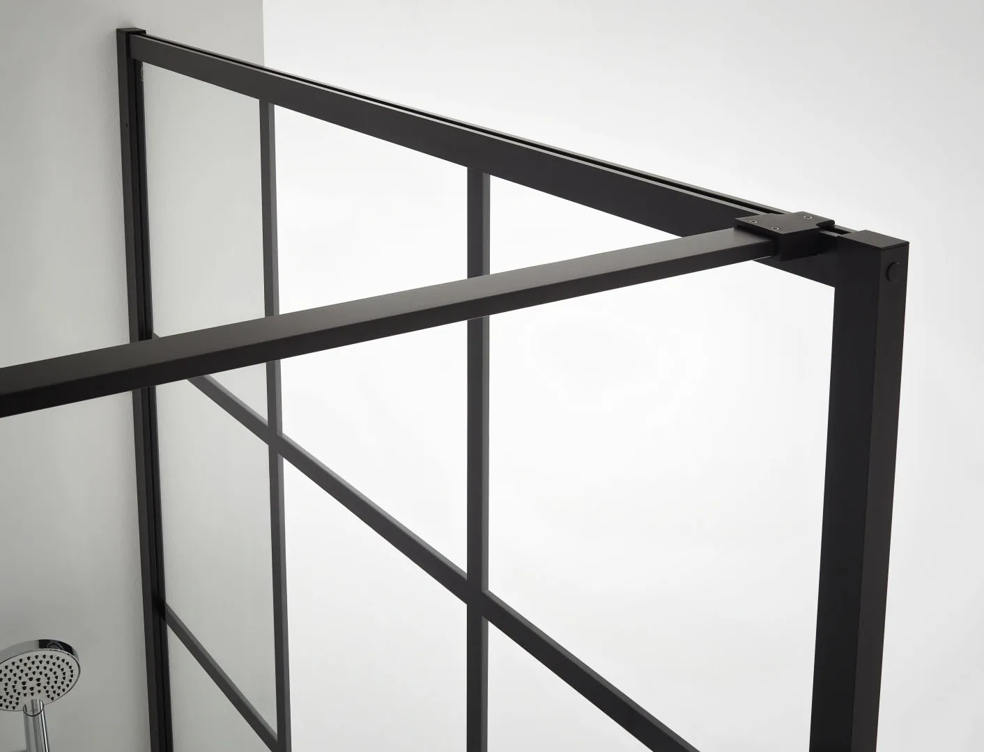 Kermi Duschdesign Walk-In-Duschkabine Dekor Profil „WALK-IN XD“ Glas Klar, Profile Schwarz Soft (RAL 9005), BV: 890 - 910 mm WE: 890 - 910 mm H: 2000 mm