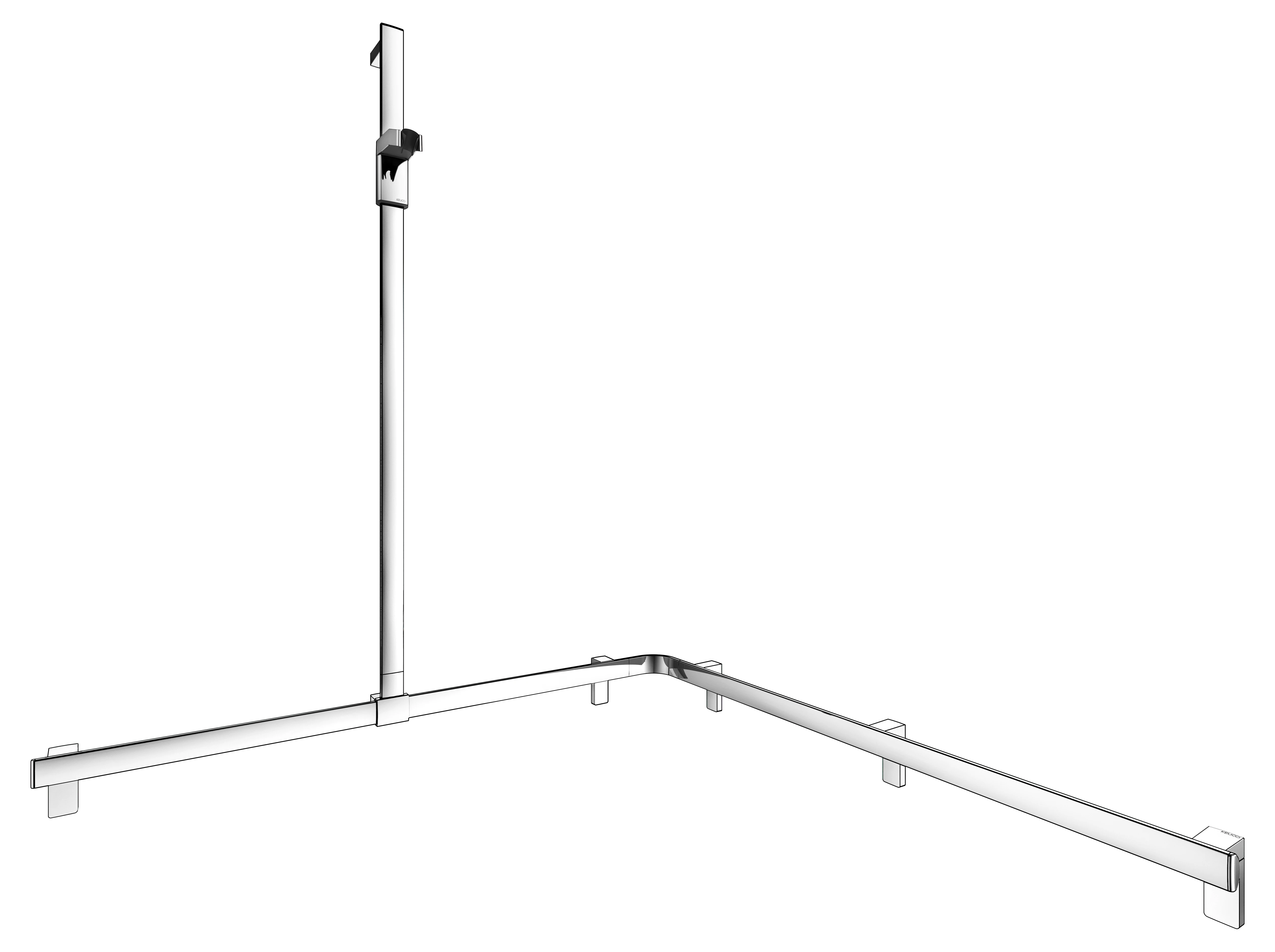 KEUCO Duschhandlauf mit Brausestange „Axess“ 1150 × 1150 × 1300 mm Ausführung links, in Verchromt