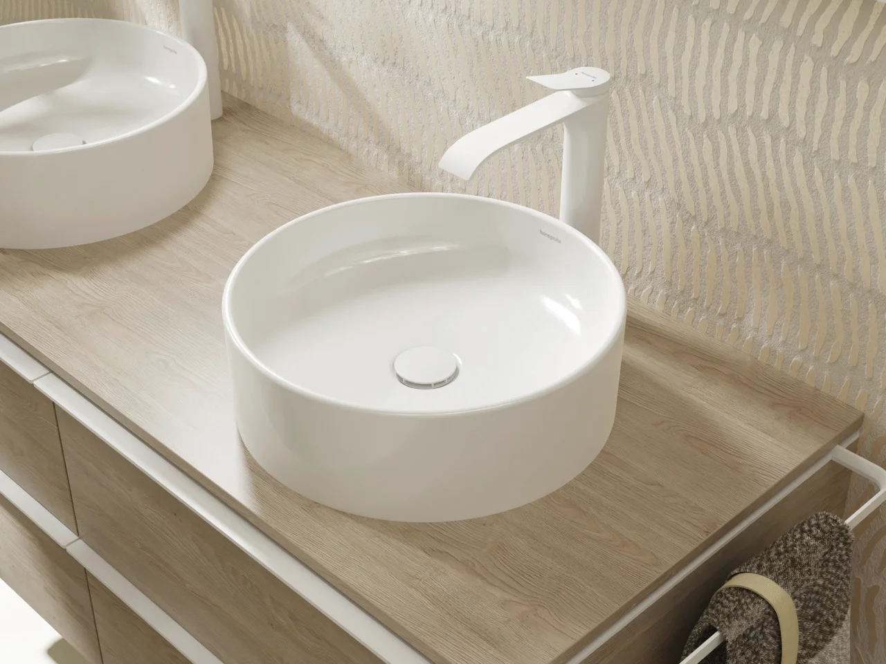 Hansgrohe Aufsatzwaschtisch Xuniva S, 400x400 mm, weiß, glänzend, SmartClean, ohne Hahnloch und Überlauf
