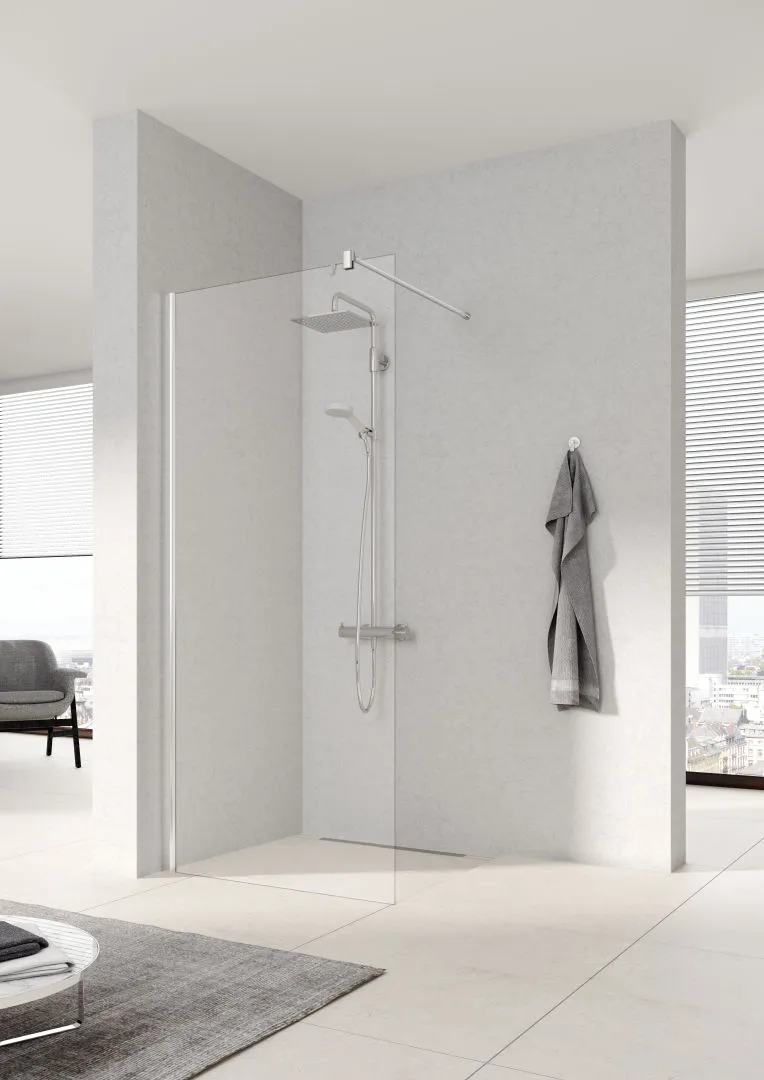 Kermi Duschdesign Walk-In-Duschkabine WALK-IN Wall „PEGA“ Glas Klar, Profile Silber Hochglanz, BV: 730 - 755 mm WE: 740 - 765 mm H: 1850 mm