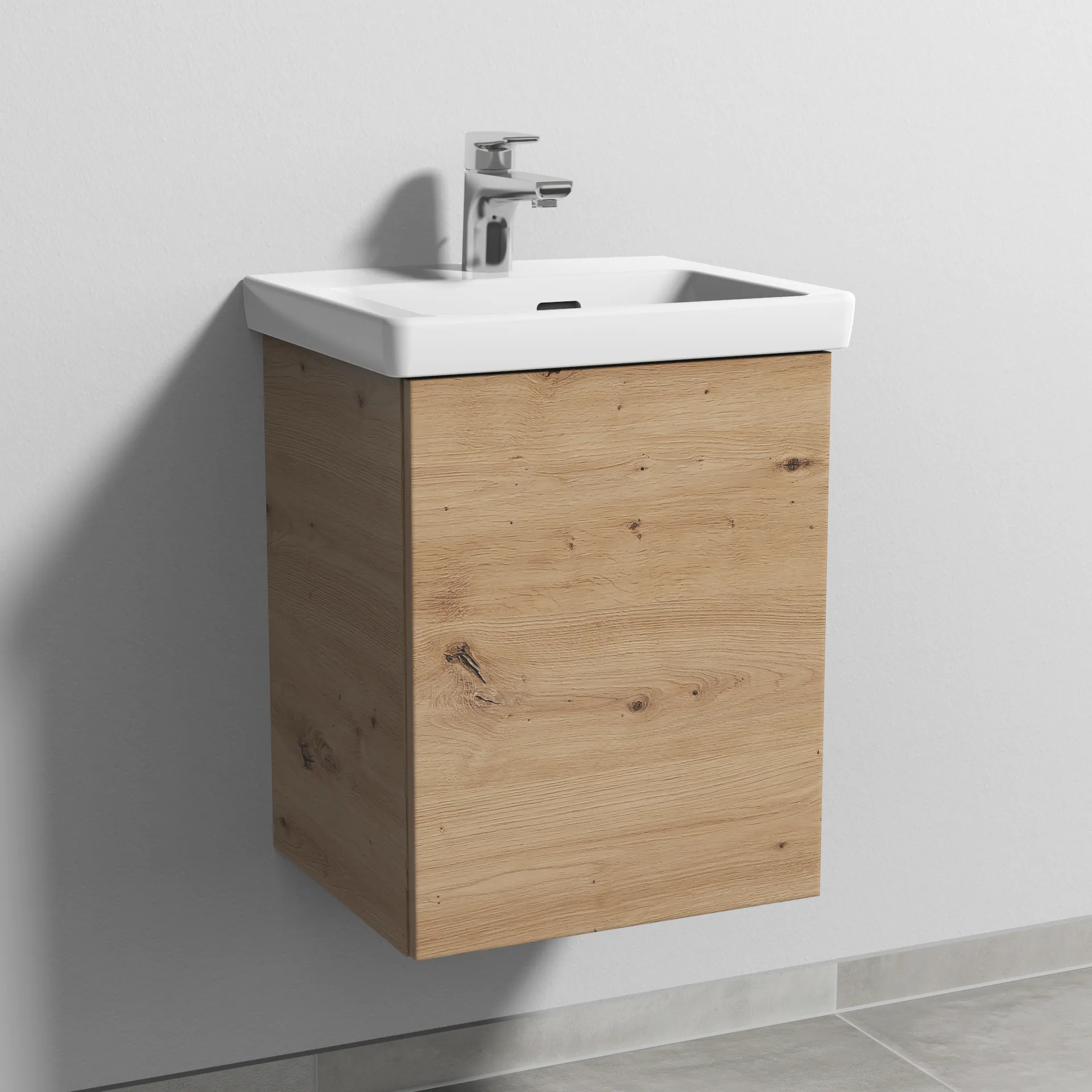 Sanipa Waschtischunterschrank „3way“ 407 × 517 × 361 mm in Eiche Natural-Touch, Anschlag rechts