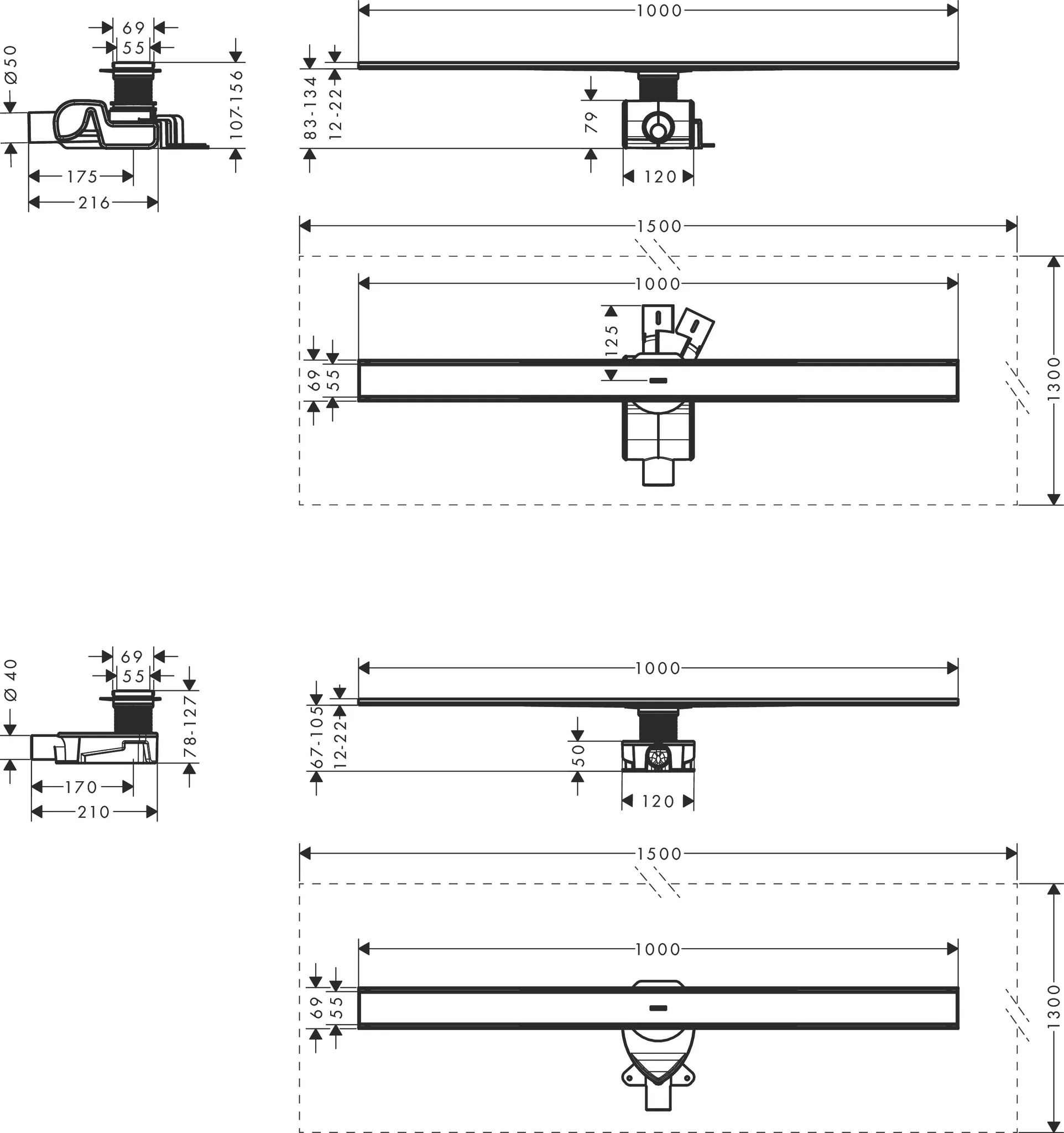 RainDrain Allround Komplettset Duschrinne 1000 für Standard-/flache Installation Edelstahl gebürstet RainDrain Allround Komplettset Duschrinne 1000 für Standard-/flache Installation Edelstahl gebürstet