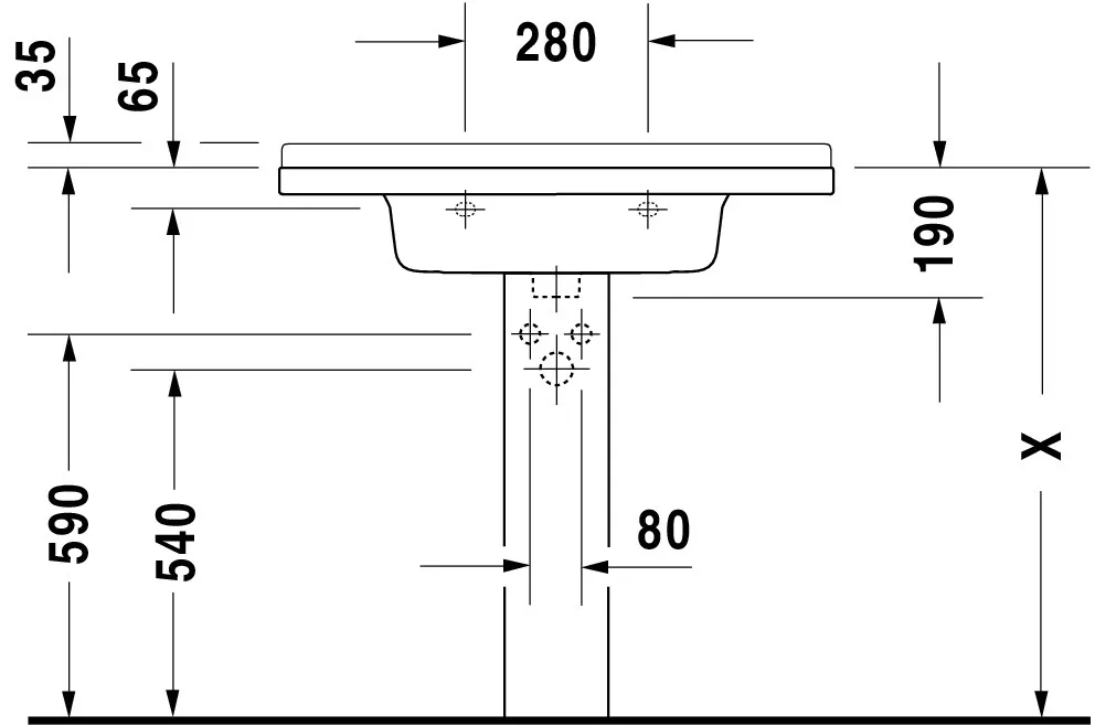 Wandwaschtisch „Starck 3“, mit Überlauf, Hahnlochposition mittig Wandwaschtisch „Starck 3“, mit Überlauf, Hahnlochposition mittig