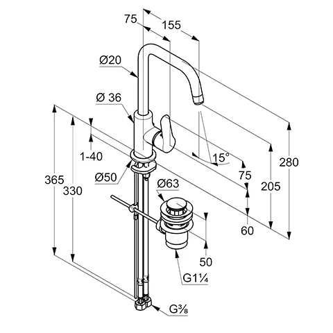 Kludi OBJEKTA Waschtisch-EHM DN 10 chrom
