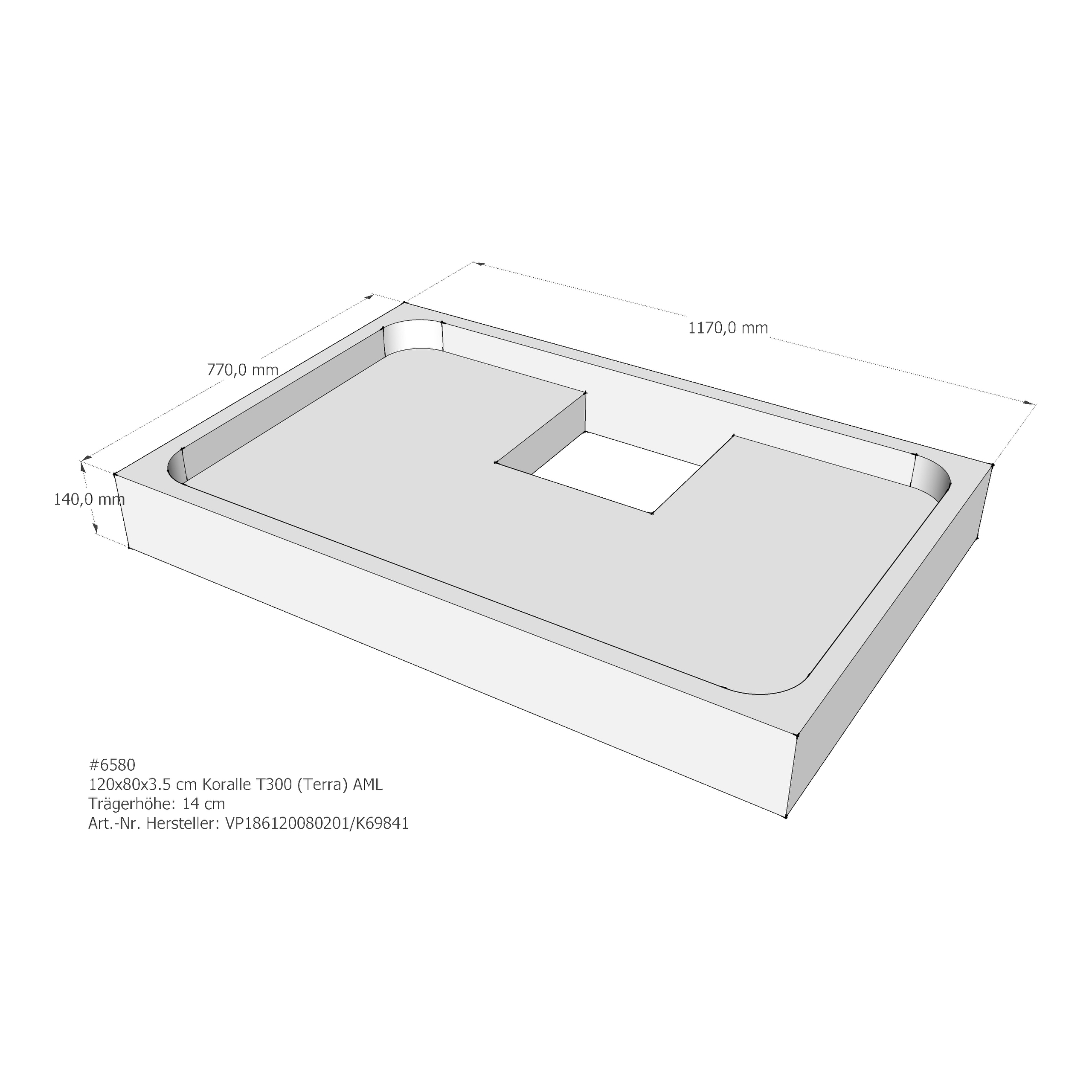 Duschwannenträger Koralle T300 120/80 (Terra) 120x80x3,5 cm AML204