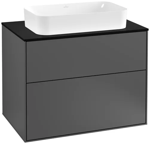 Villeroy & Boch Waschtischunterschrank „Finion“ für Schrankwaschtisch 80 × 60,3 × 50,1 cm 2 Schubladen, für Waschtischposition mittig