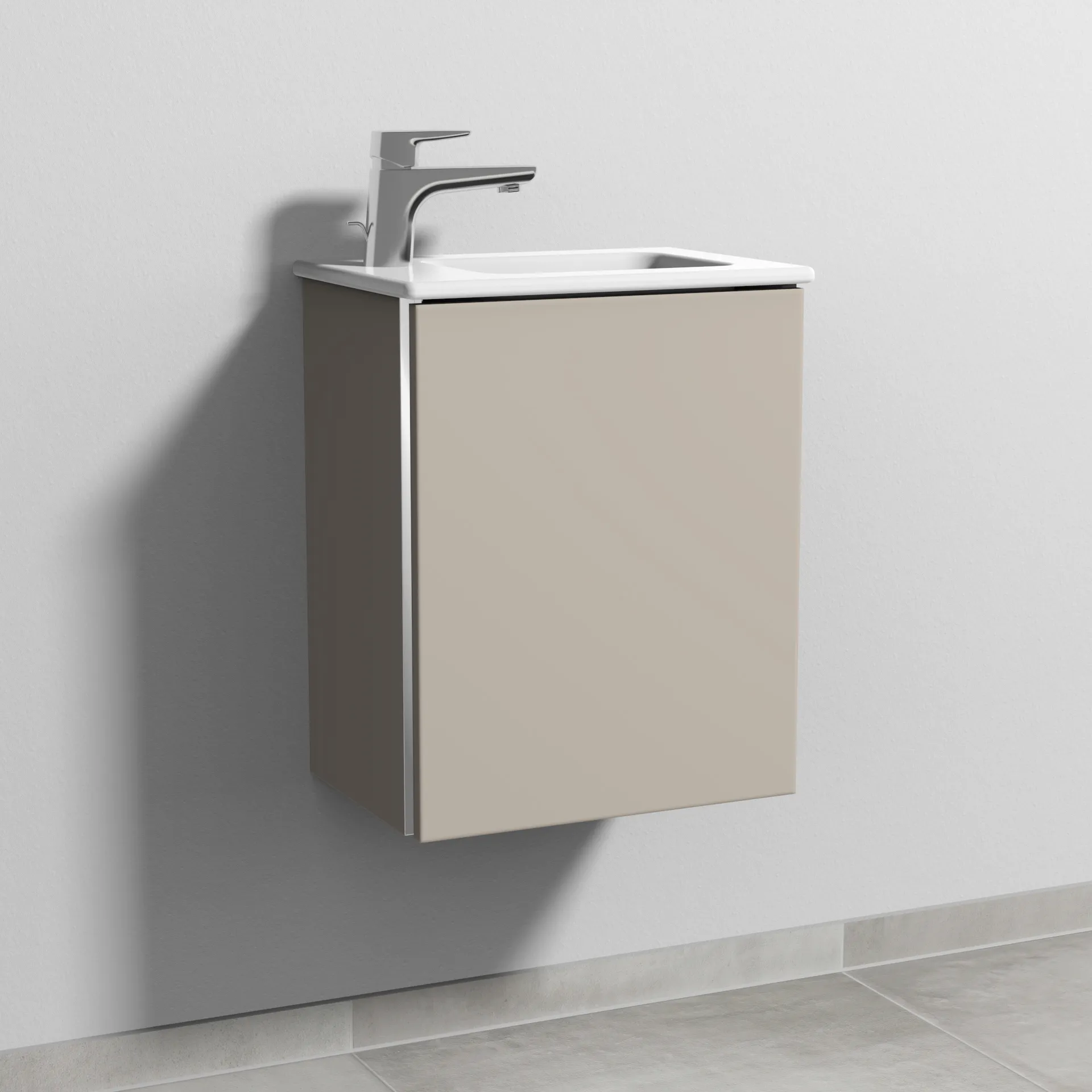 Sanipa Waschtischunterschrank „3way“ passend zu Keramik-Waschtische ME by Starck von Duravit 410 × 513 × 293 mm in Kaschmir (matt), Anschlag rechts