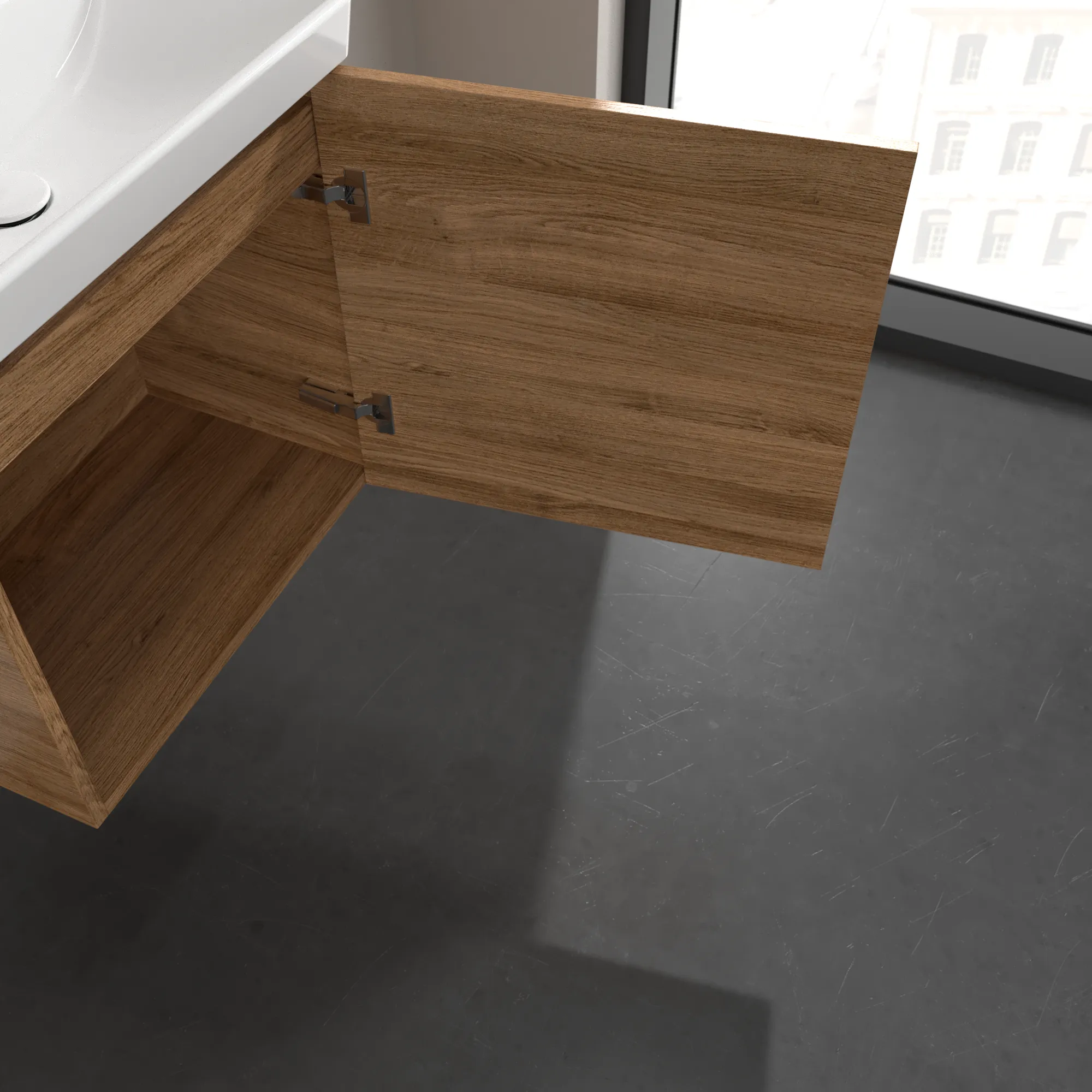 Villeroy & Boch Waschtischunterschrank mit Tür „Avento“ für Schrankwaschtisch 530 × 514 × 352 mm Kansas Oak, Anschlag rechts, Soft Closing, 1 Tür