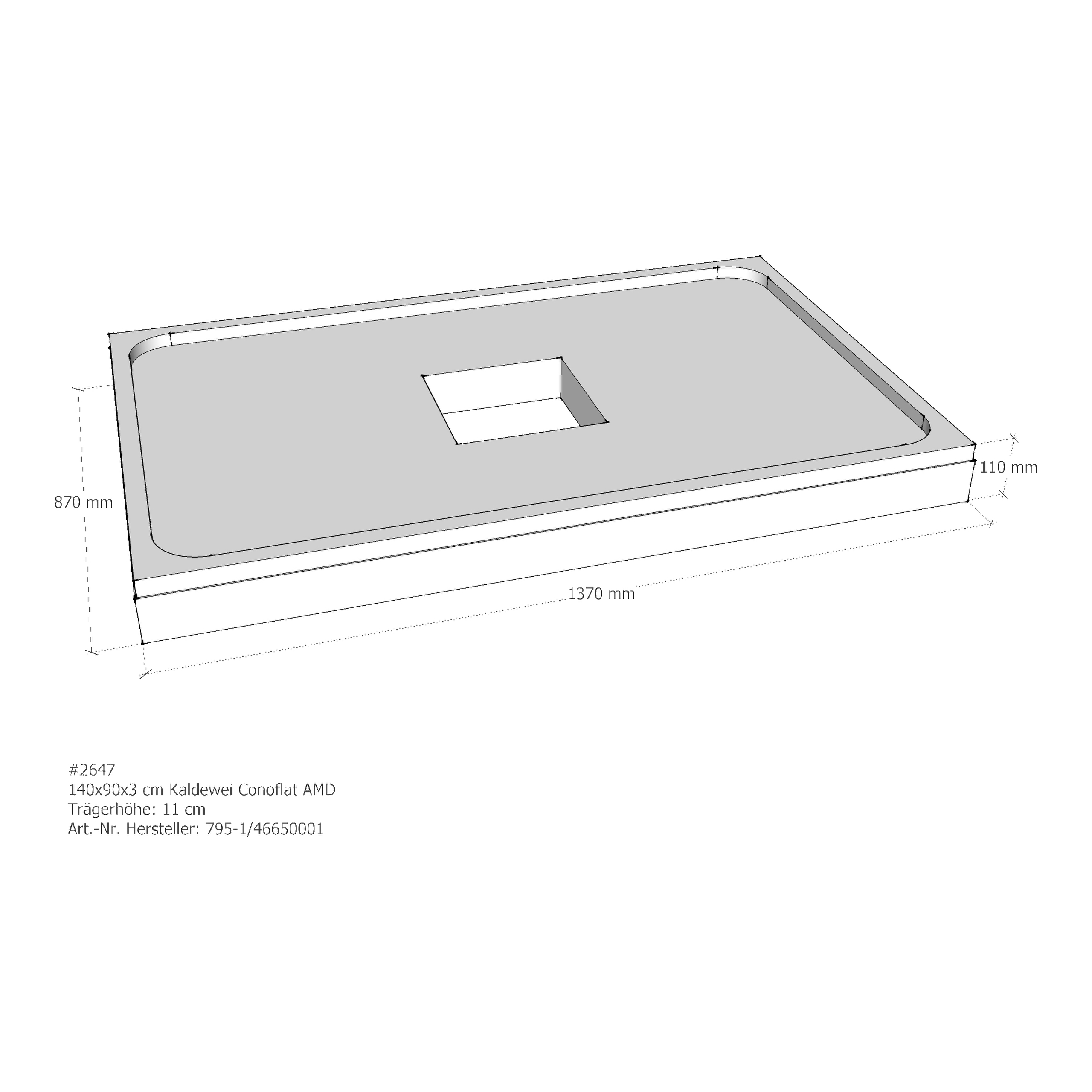 Duschwannenträger für Kaldewei Conoflat 140 × 90 × 2,3 cm, 2647, Sonderangebot