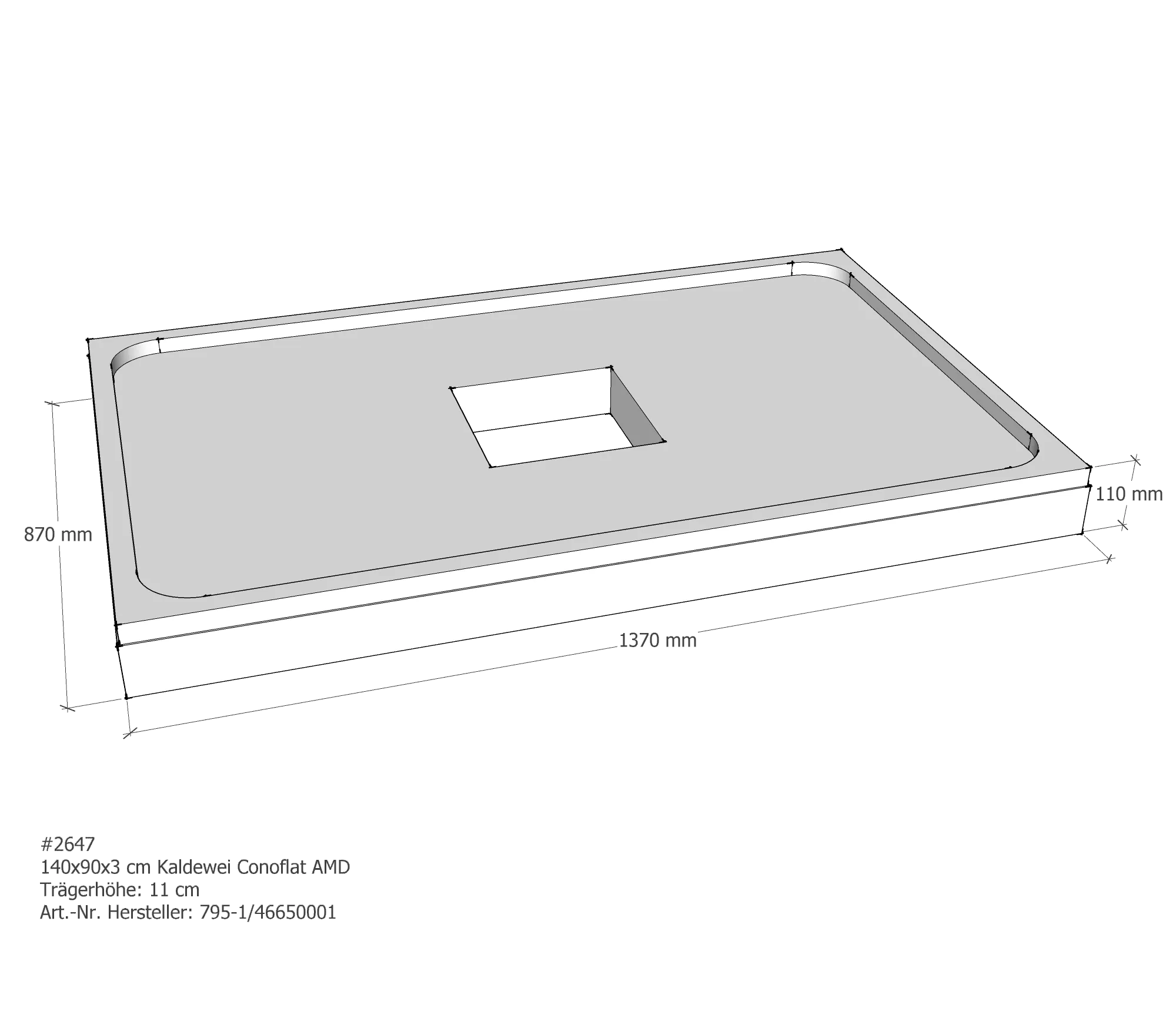 Duschwannenträger für Kaldewei Conoflat 140 × 90 × 2,3 cm Duschwannenträger für Kaldewei Conoflat 140 × 90 × 2,3 cm