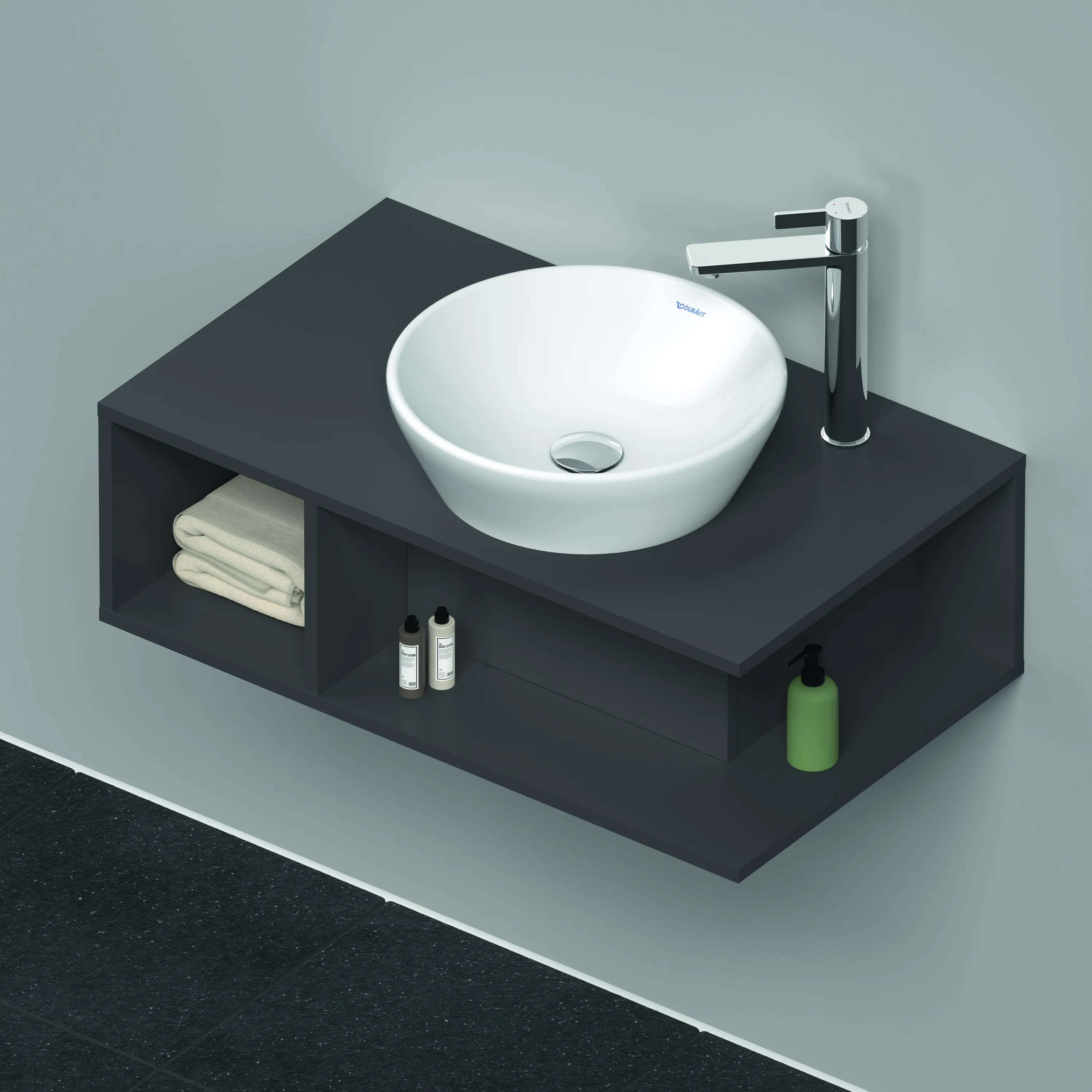 Duravit Waschtischunterschrank wandhängend „D-Neo“ 80 × 26 × 48 cm Graphit Matt