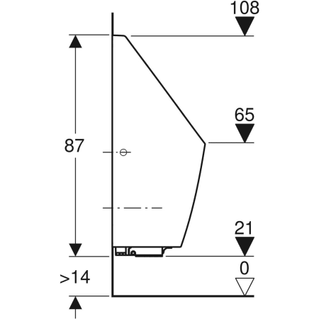Urinal mit integrierter Steuerung Generatorbetrieb „Tamina“, Zulauf von oben, ohne Zielobjekt in weiß alpin
