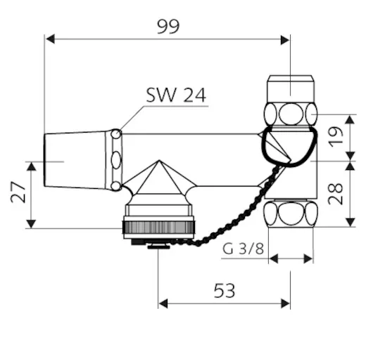 Probenahmeventil PROBFIX, Gesicherte Betätigung, DN 10 G 3/8 IG, Ø 10 mm (DN 10 G 3/8 AG), G 3/4 AG